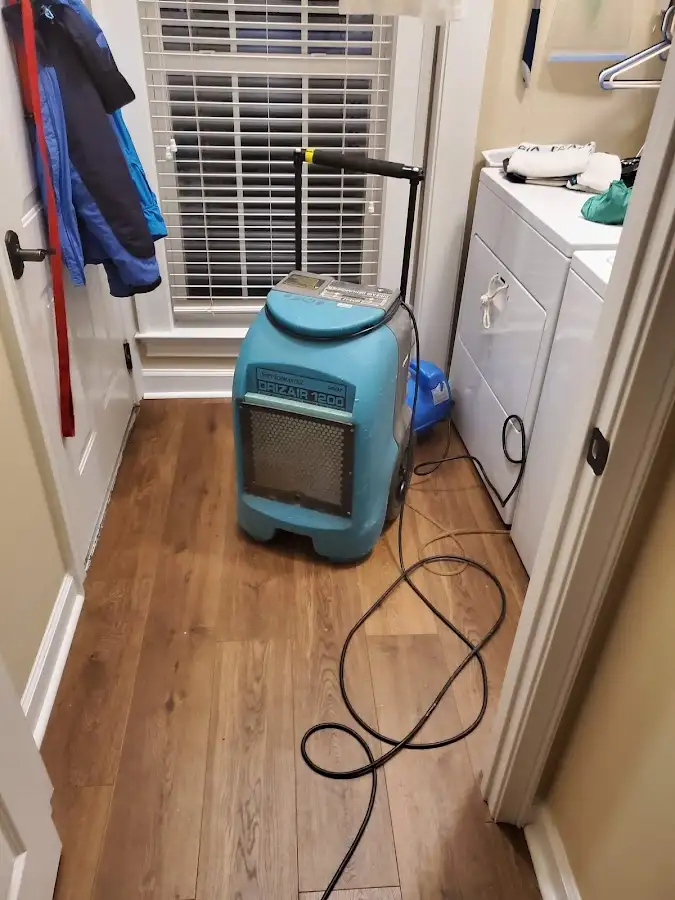 Commercial dehumidifier deployed for Flood Damage Cleanup in Wilton